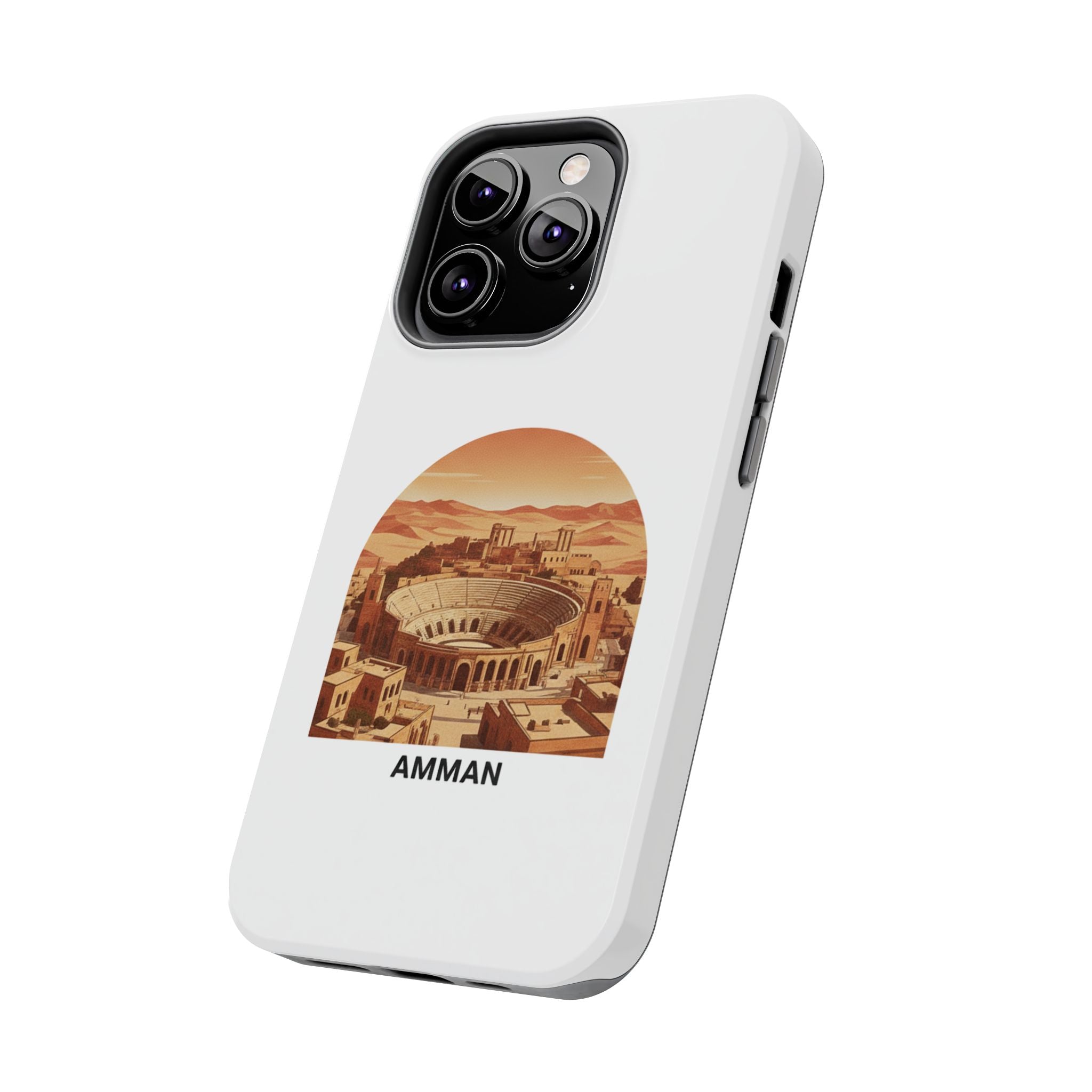 Amman Coliseum Tough Phone Case — Vintage Desert Cityscape Protective Cover