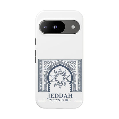 Jeddah Coordinates Phone Case — Arabic Arch Geometric Design