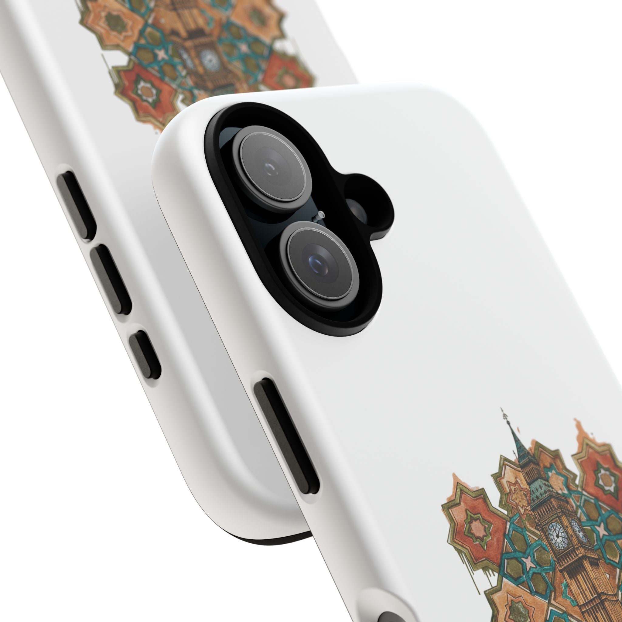 Cairo × London Phone Case — Vintage Mosaic Pyramids & Big Ben Travel Design