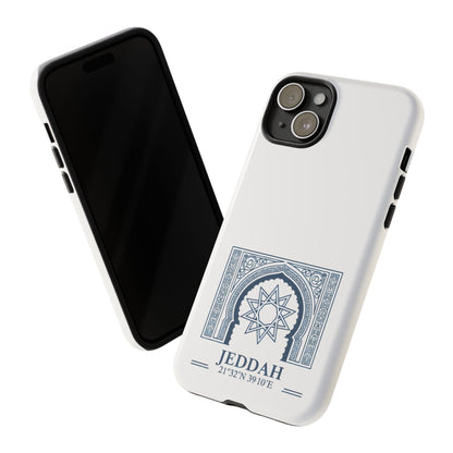 Jeddah Coordinates Phone Case — Blue Islamic Arch Travel Souvenir