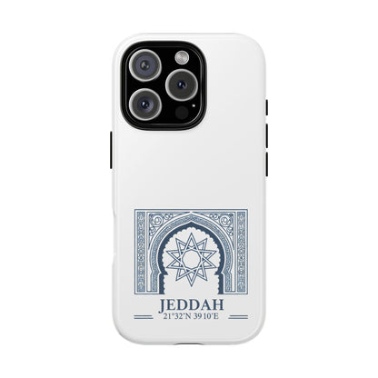 Jeddah Coordinates Phone Case — Blue Islamic Arch Travel Souvenir