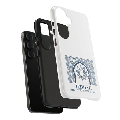 Jeddah Coordinates Phone Case — Blue Islamic Arch Travel Souvenir