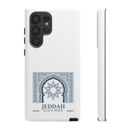 Jeddah Coordinates Phone Case — Blue Islamic Arch Travel Souvenir