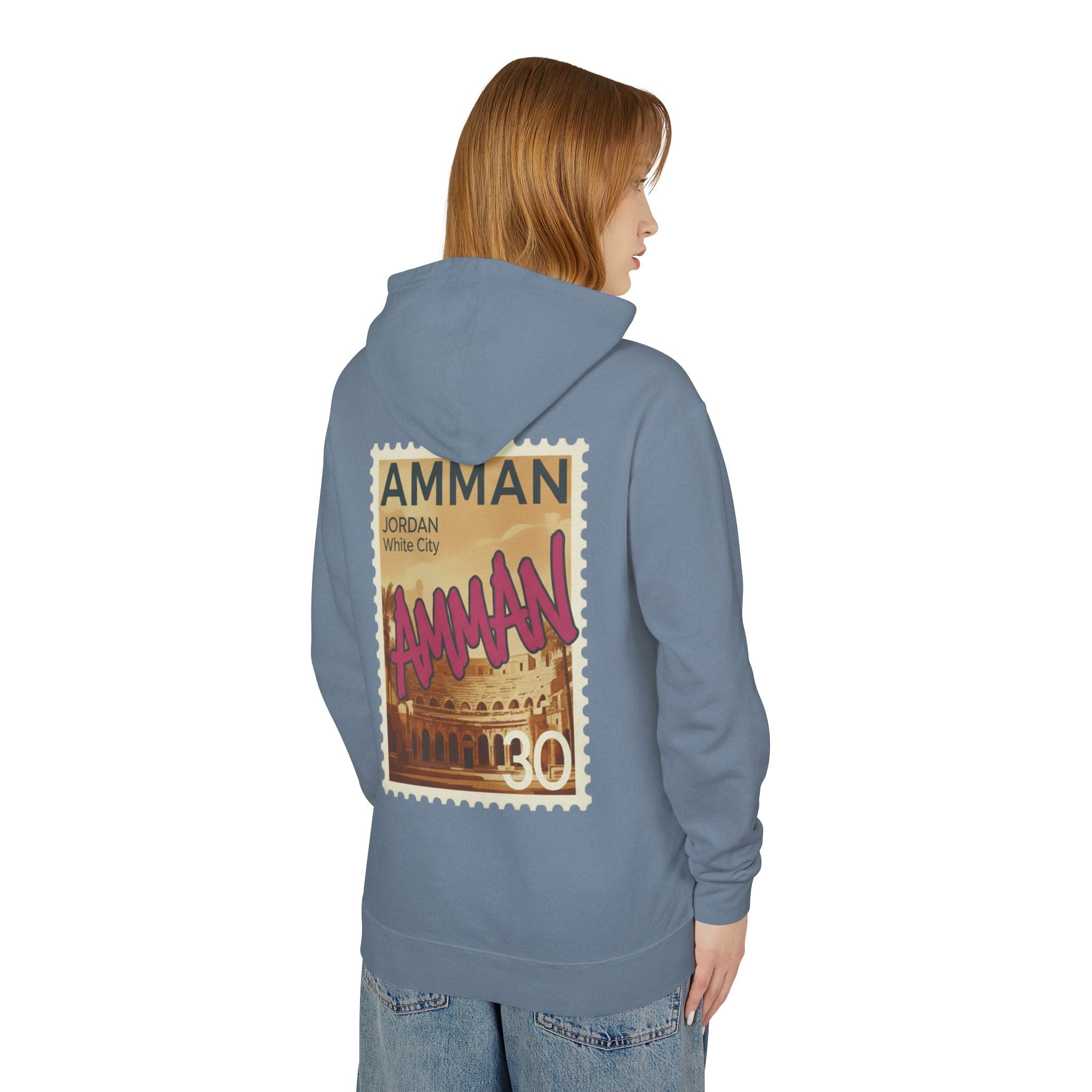 Amman Stamp Hoodie — Vintage Jordan Travel Graphic Sweatshirt