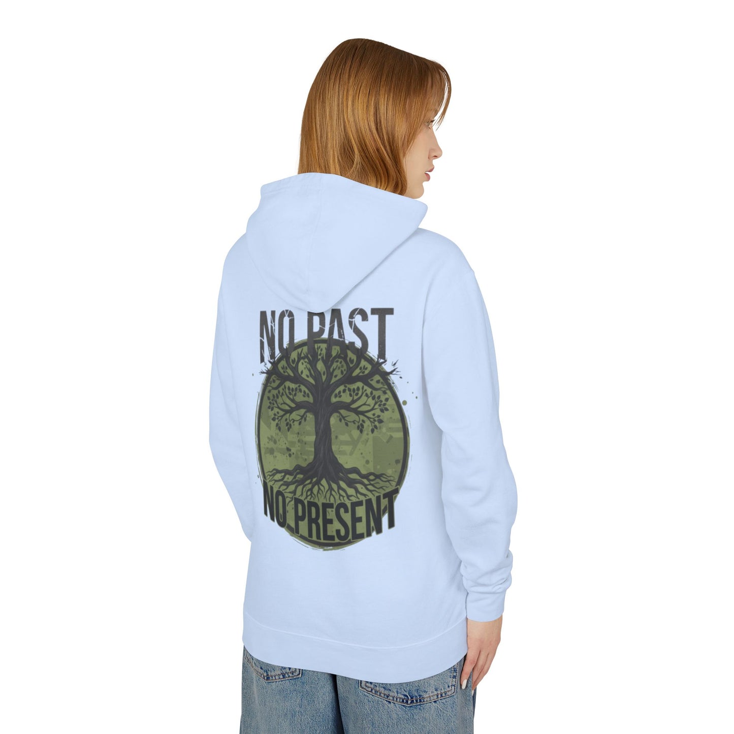 Tree of Roots Hoodie — "No Past No Present" Environmental Graphic Hoodie