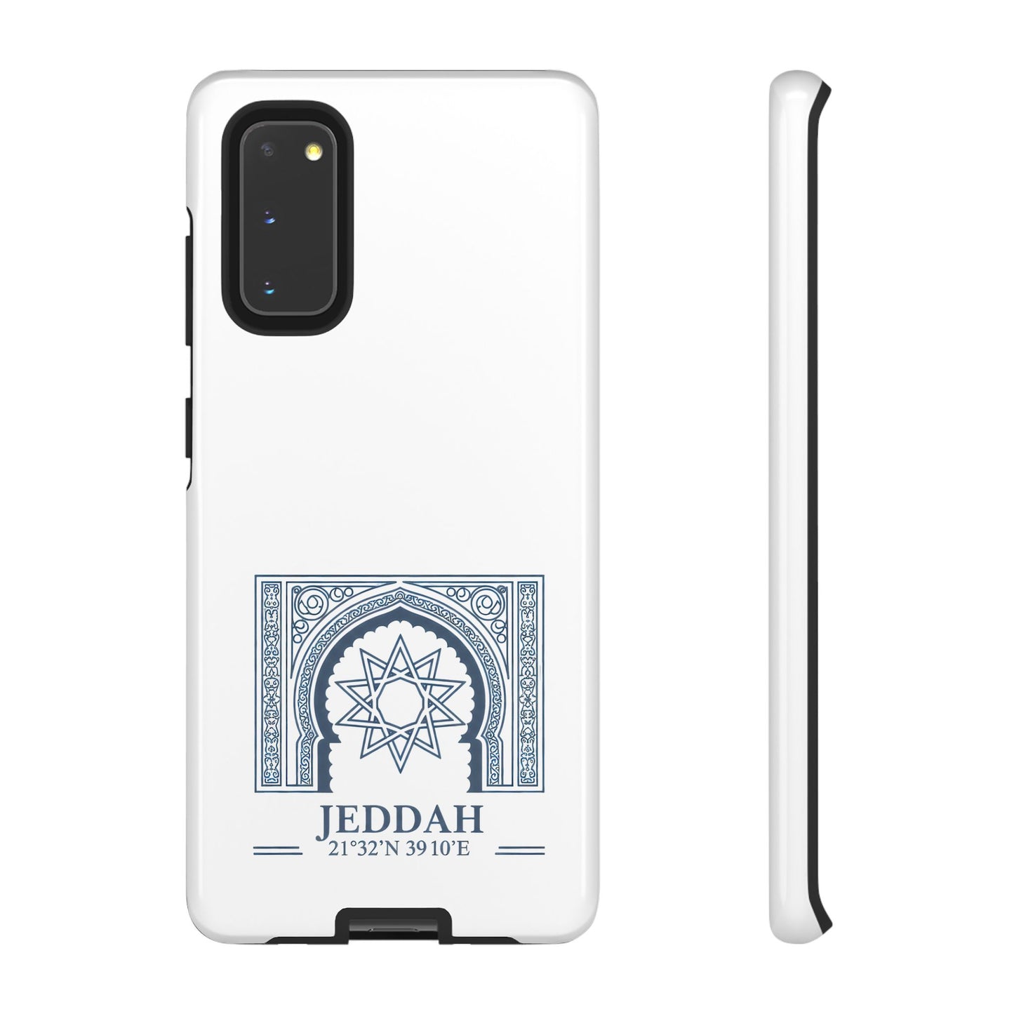 Jeddah Coordinates Phone Case — Blue Islamic Arch Travel Souvenir
