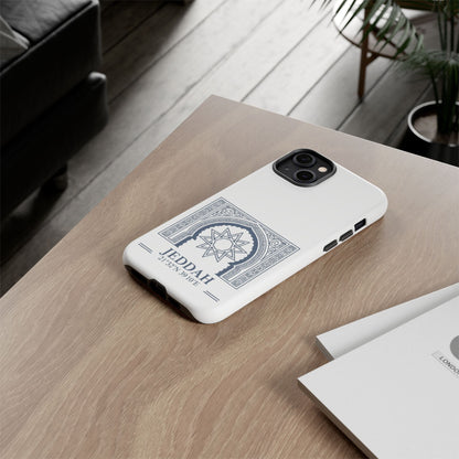 Jeddah Coordinates Phone Case — Arabic Arch Geometric Design