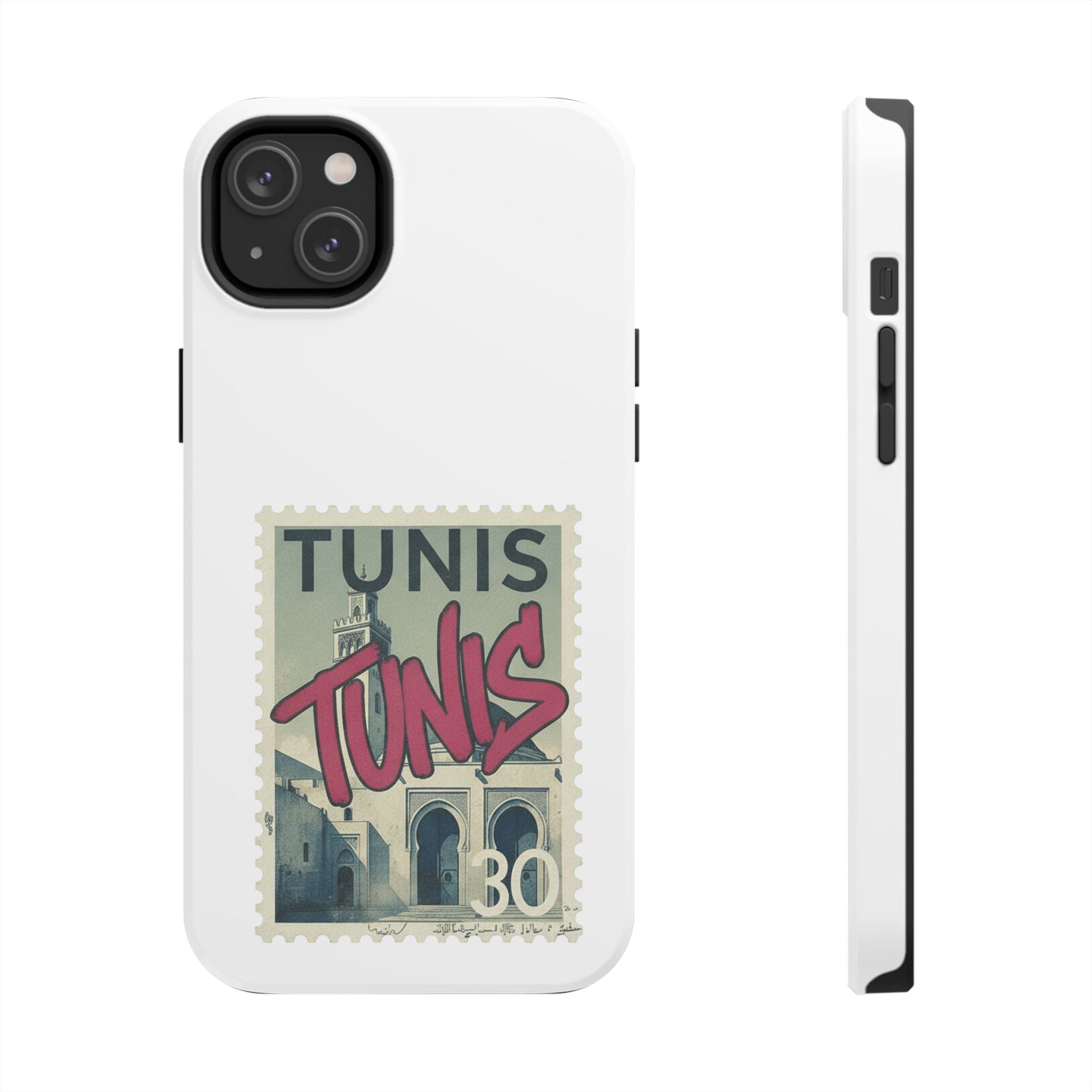 Tunis Vintage Stamp Tough Phone Case — Retro Tunisia Travel Phone Cover