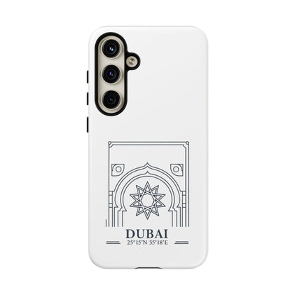 Dubai Architectural Phone Case — Minimal Souvenir Travel Design with Coordinates