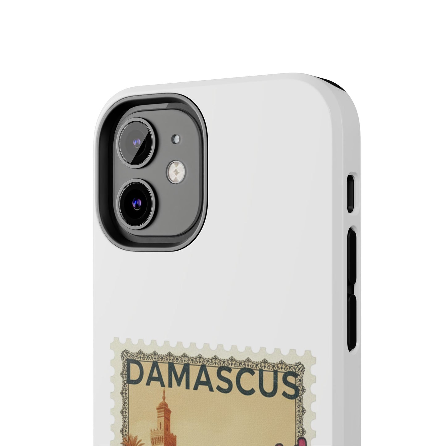 Étui de téléphone résistant à motif de timbres vintage Damas — Coque de téléphone rétro pour voyage