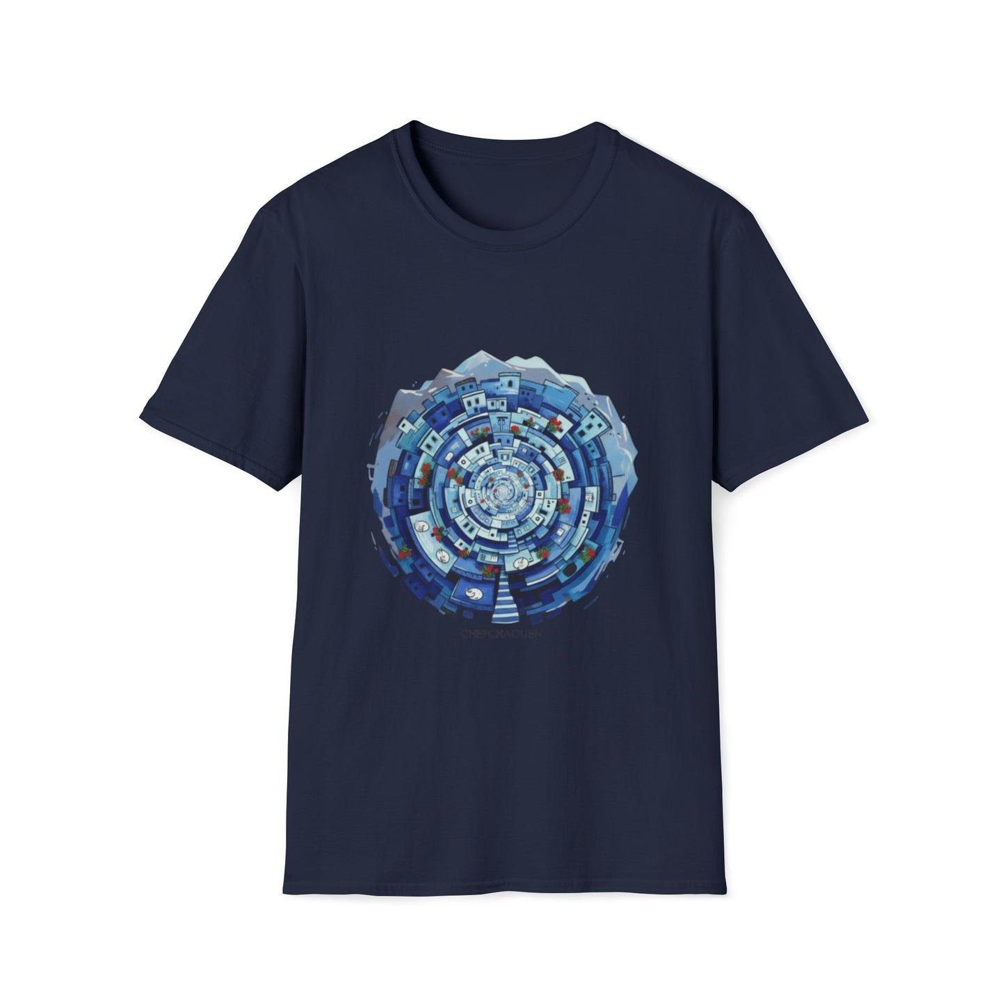 Blue Spiral Mandala T-Shirt — Abstract Ocean Vibe Graphic Tee
