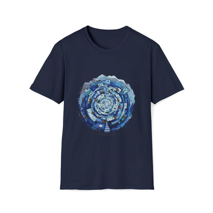 Blue Spiral Mandala T-Shirt — Abstract Ocean Vibe Graphic Tee