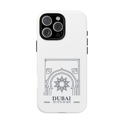 Dubai Architectural Phone Case — Minimal Souvenir Travel Design with Coordinates