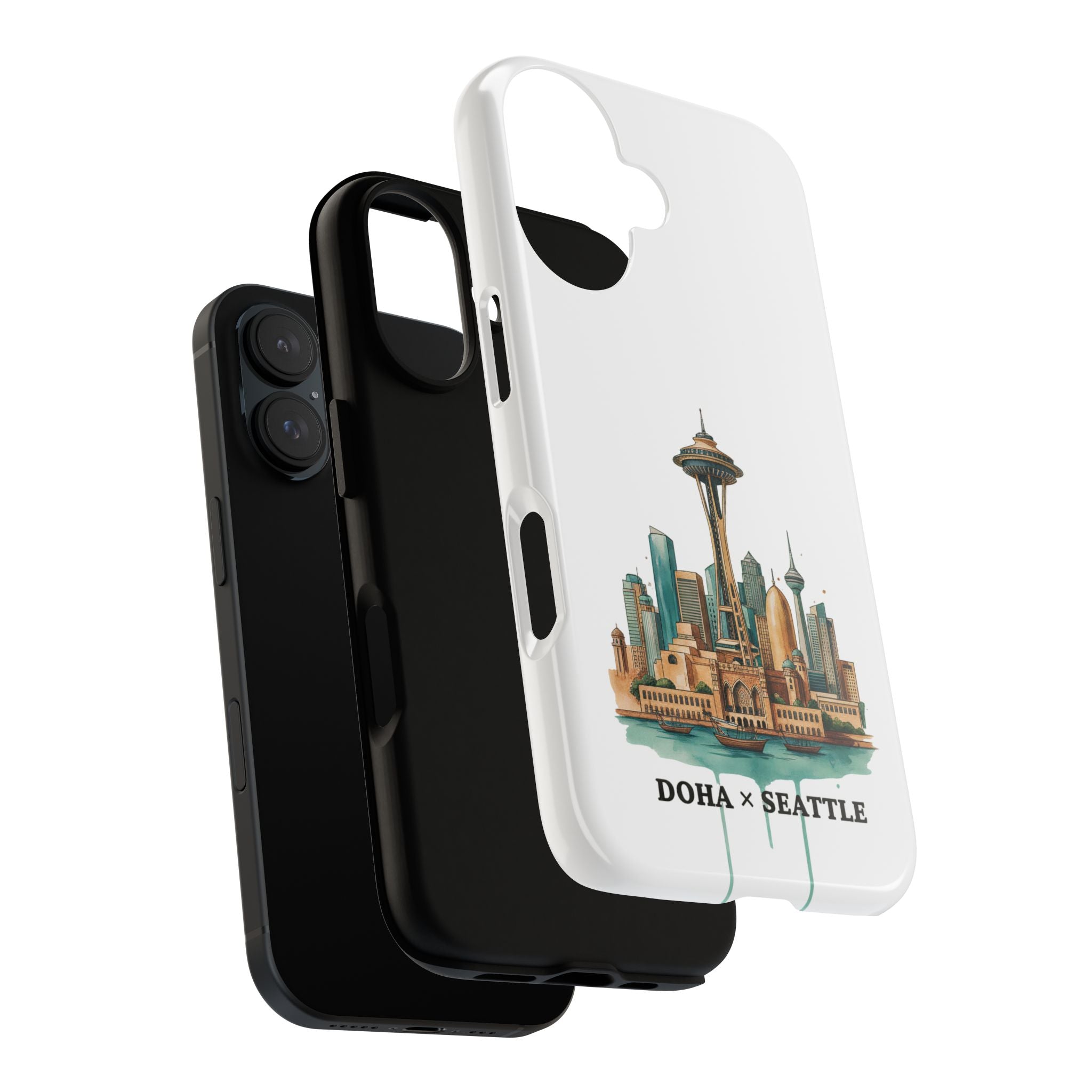 Doha x Seattle Skyline Tough Phone Case — Cityscape Protective Phone Cover