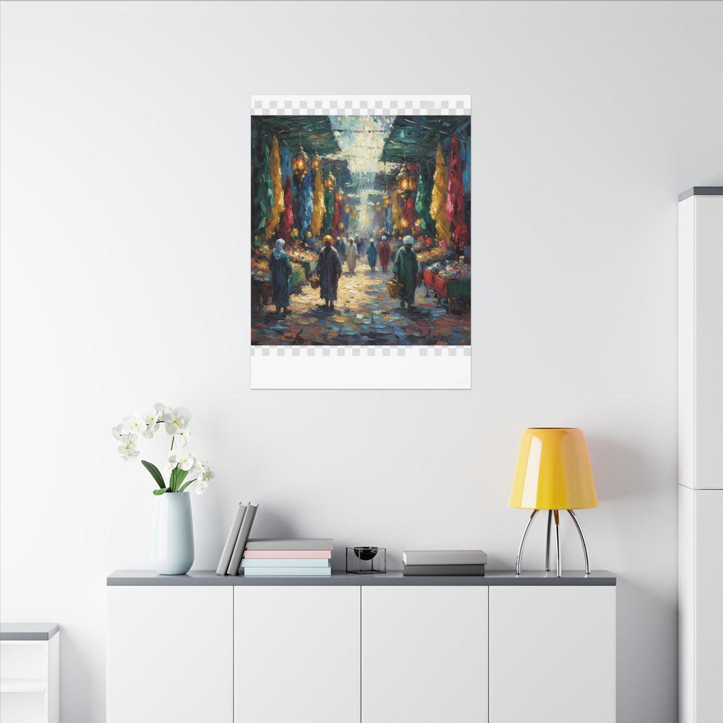 Middle Eastern Market Matte Canvas Wall Art — Colorful Bazaar Street Scene