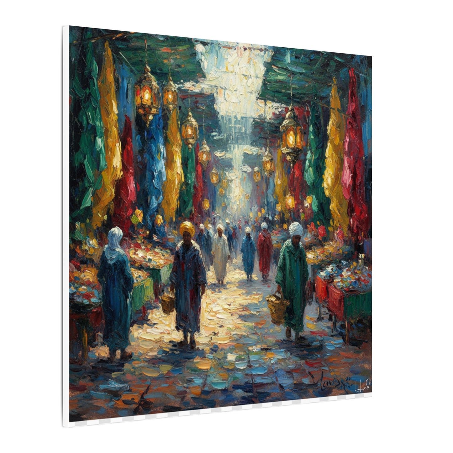 Middle Eastern Market Matte Canvas Wall Art — Colorful Bazaar Street Scene