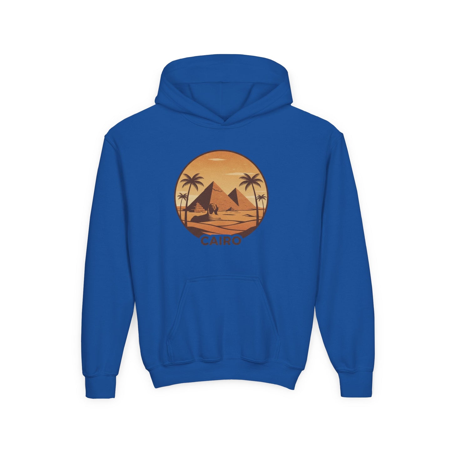 Youth Hoodie - Cairo Retro Pyramids Sunset Graphic