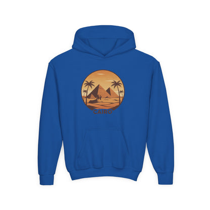 Youth Hoodie - Cairo Retro Pyramids Sunset Graphic