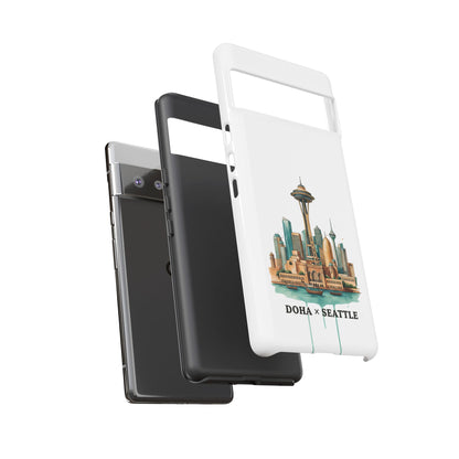 Coque de téléphone résistante Doha x Seattle Skyline — Protection pour téléphone inspirée de la ville