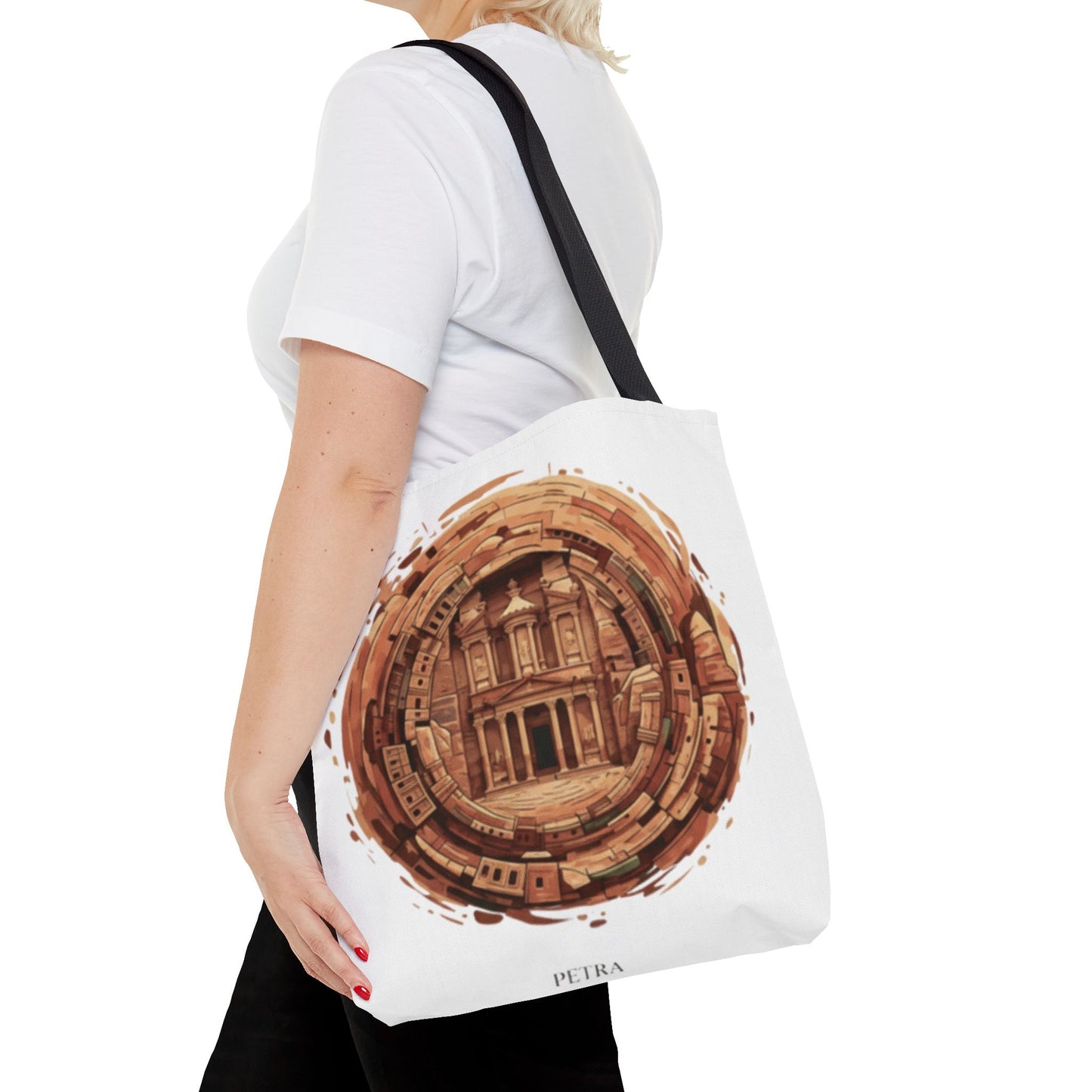 Petra Circle Art Tote Bag — Ancient Rose Sandstone Illustration