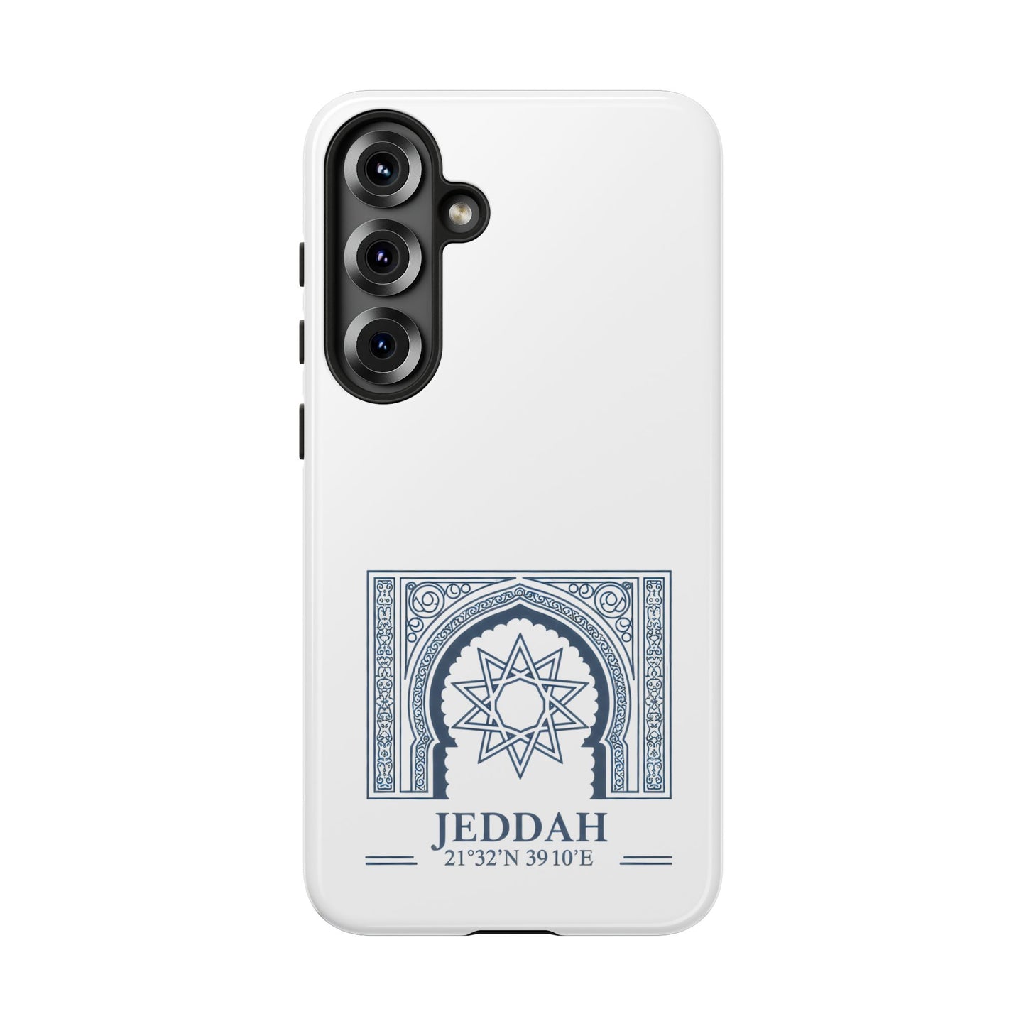 Jeddah Coordinates Phone Case — Blue Islamic Arch Travel Souvenir