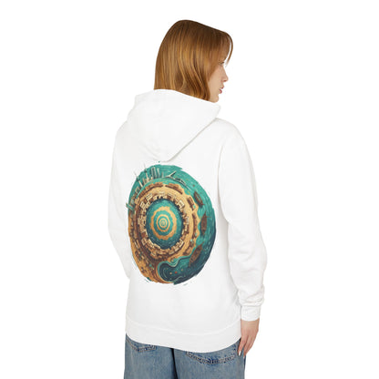Planetary Beach Circle Hoodie — Coastal Mini-World Graphic Pullover
