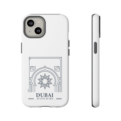 Dubai Architectural Phone Case — Minimal Souvenir Travel Design with Coordinates