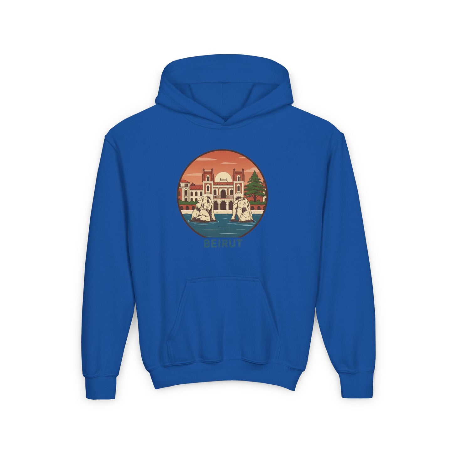 Beirut Skyline Youth Hoodie - Vintage City Illustration