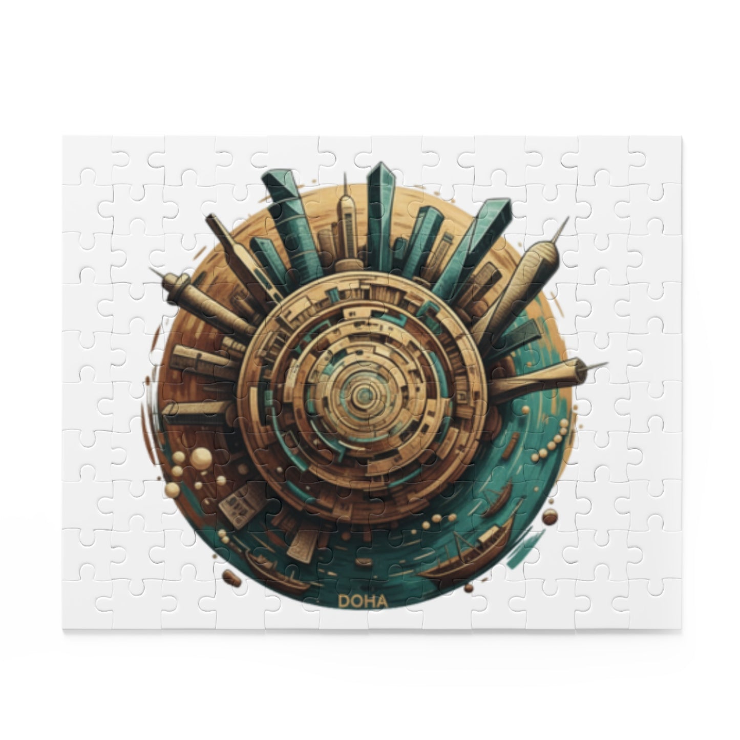 Doha Cityscape Puzzle — Circular Futuristic Skyline 120/252/500-Piece