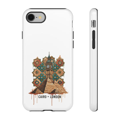 Cairo × London Phone Case — Vintage Mosaic Pyramids & Big Ben Travel Design
