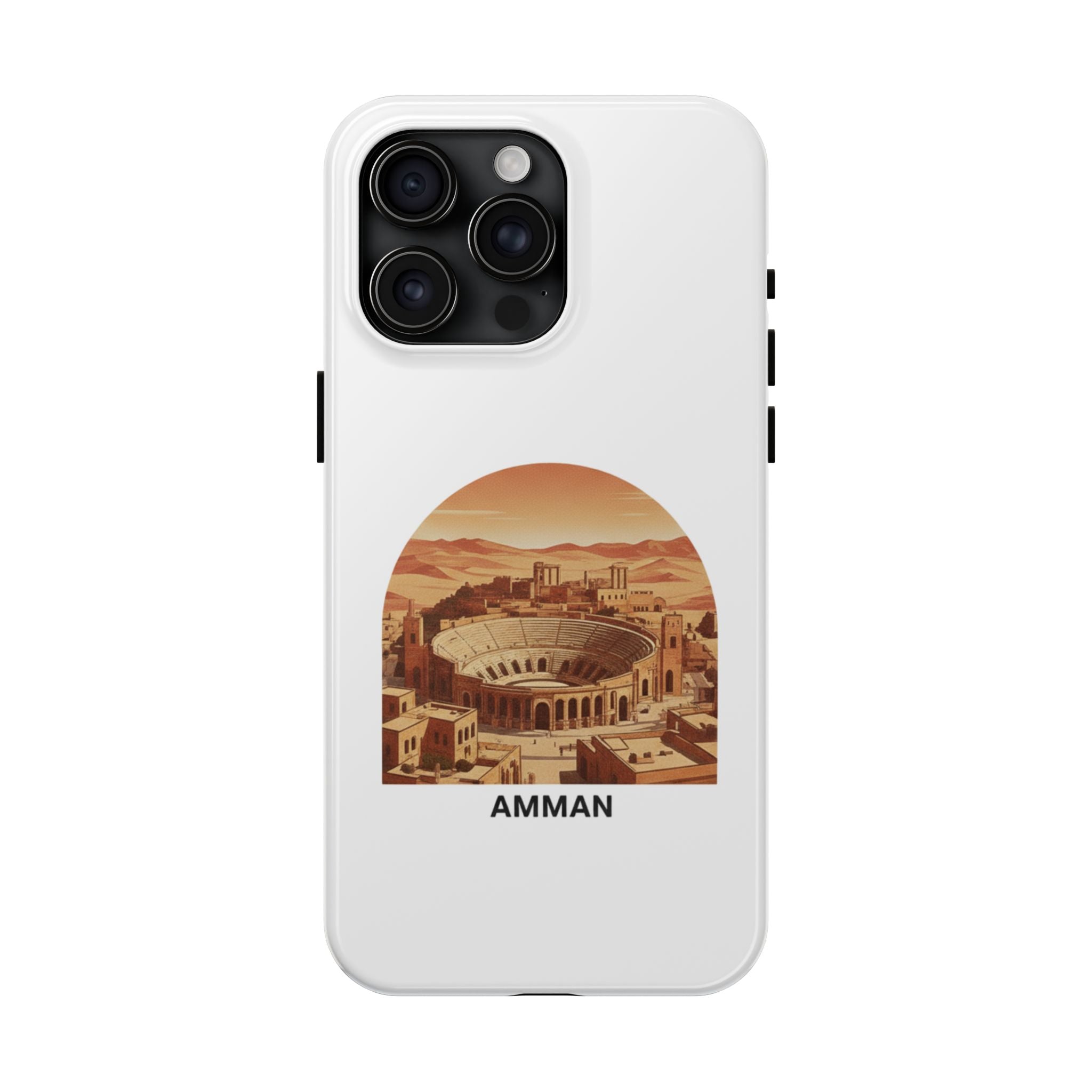 Amman Coliseum Tough Phone Case — Vintage Desert Cityscape Protective Cover