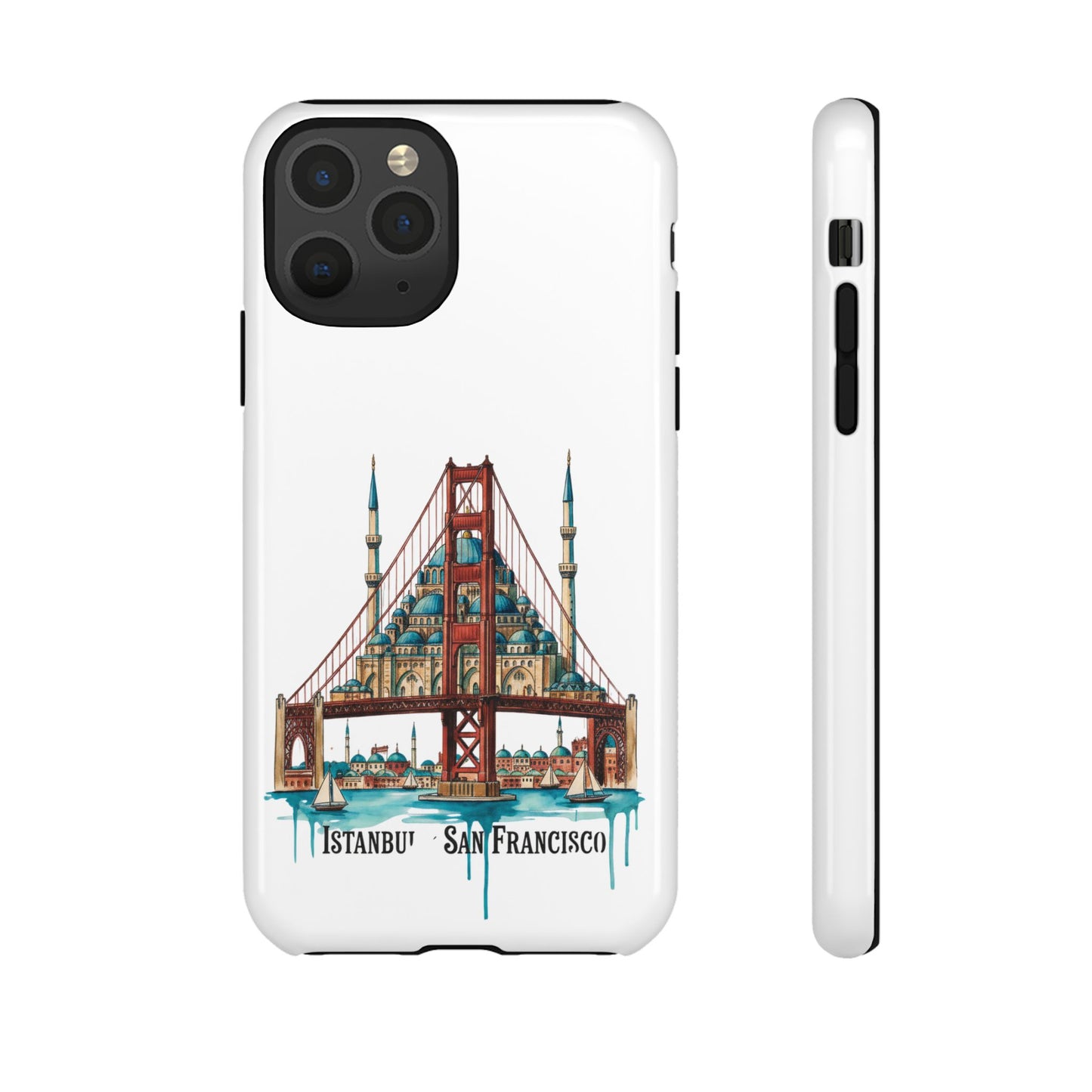City Bridge Phone Case — Istanbul × San Francisco Illustrated Travel Design