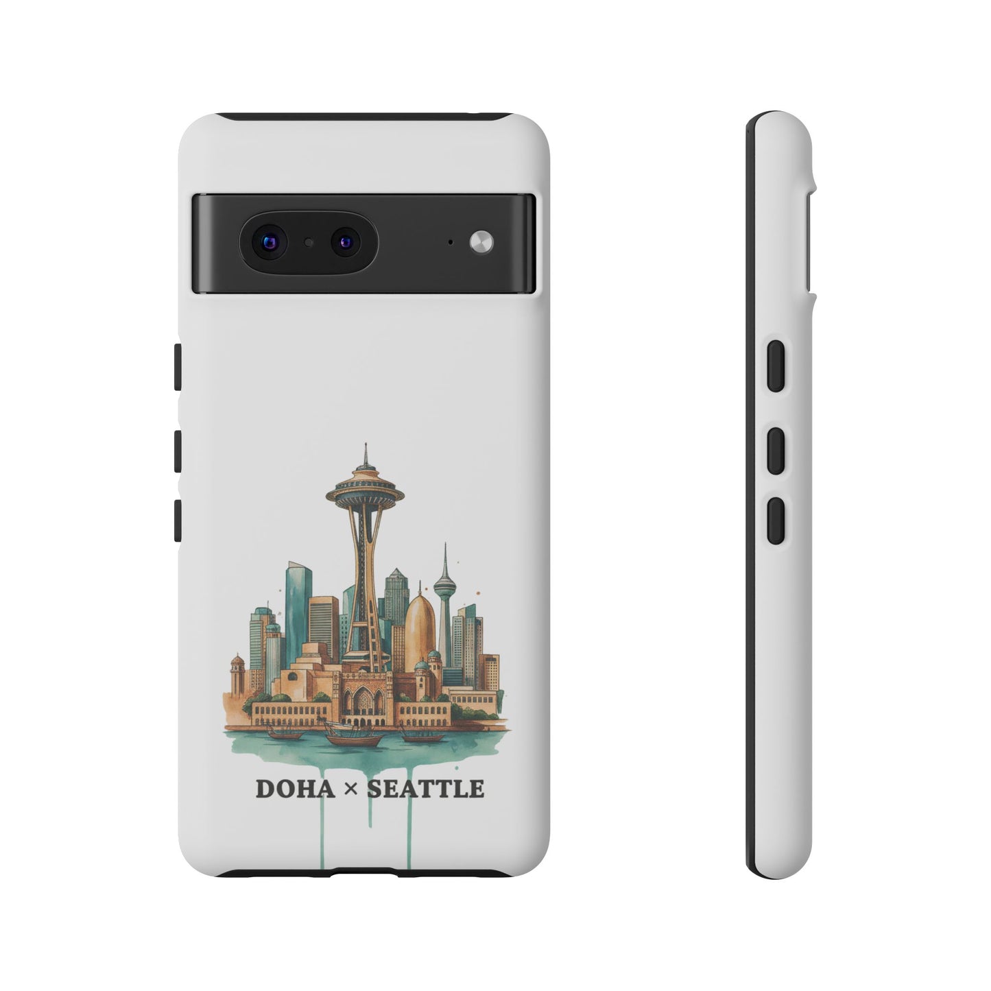 Coque de téléphone résistante Doha x Seattle Skyline — Protection pour téléphone inspirée de la ville