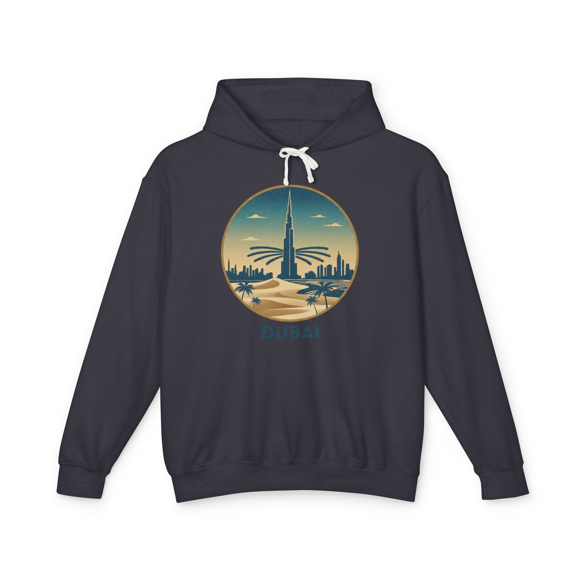 Dubai Skyline Hoodie — Vintage Desert Sunset Travel Sweatshirt