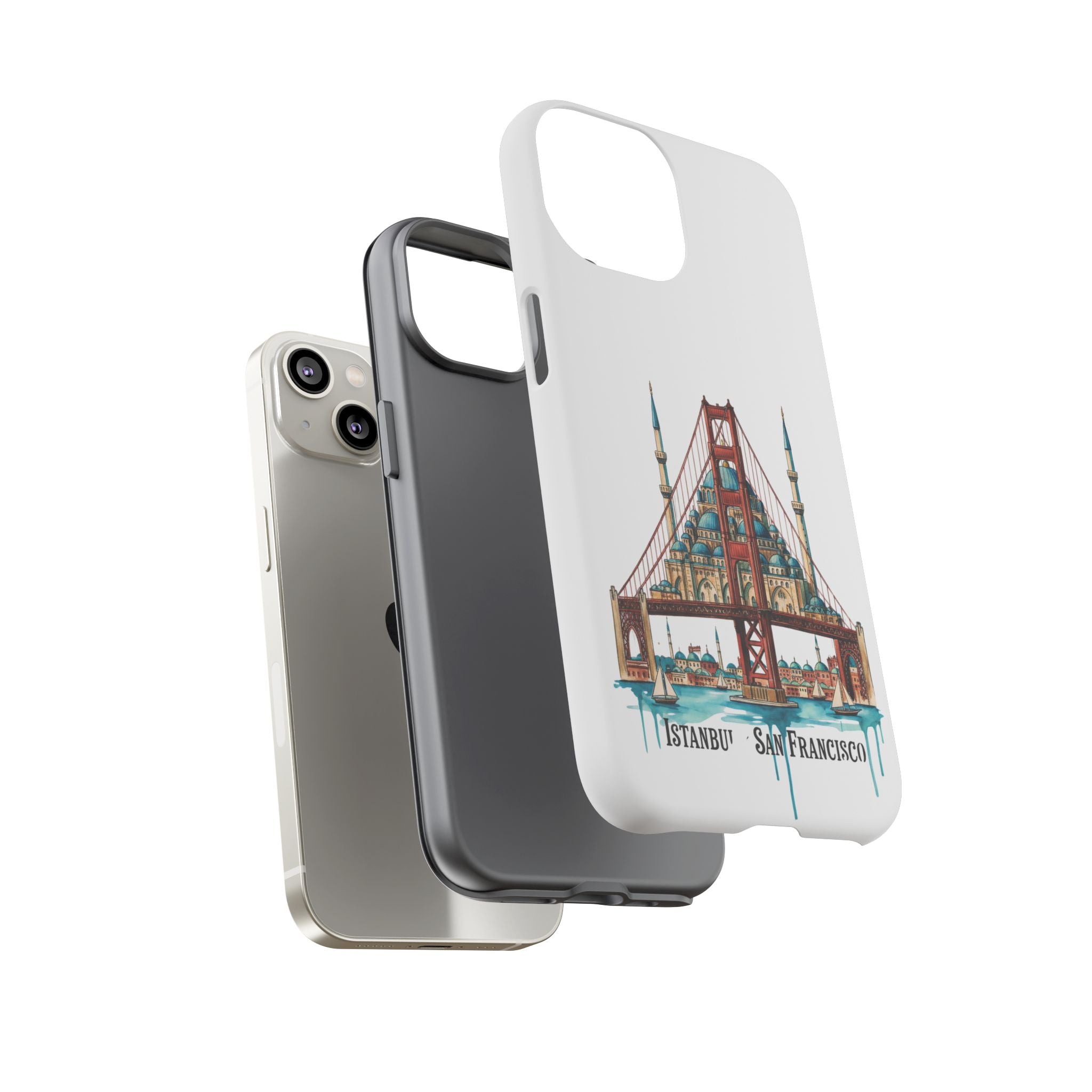 City Bridge Phone Case — Istanbul × San Francisco Illustrated Travel Design