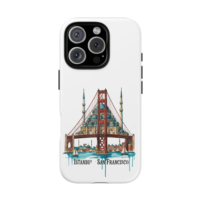 City Bridge Phone Case — Istanbul × San Francisco Illustrated Travel Design