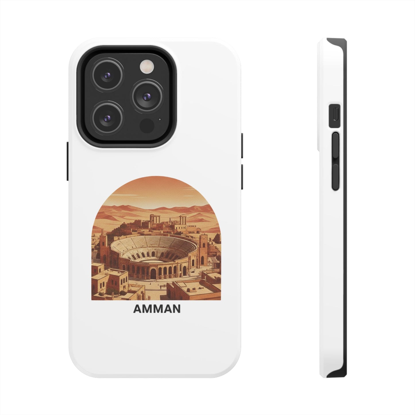 Amman Coliseum Tough Phone Case — Vintage Desert Cityscape Protective Cover