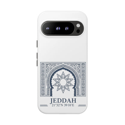 Jeddah Coordinates Phone Case — Arabic Arch Geometric Design
