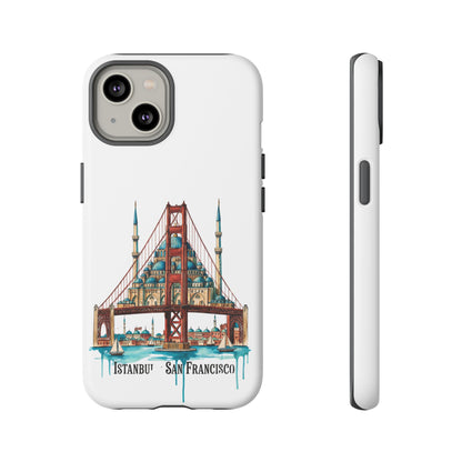 City Bridge Phone Case — Istanbul × San Francisco Illustrated Travel Design