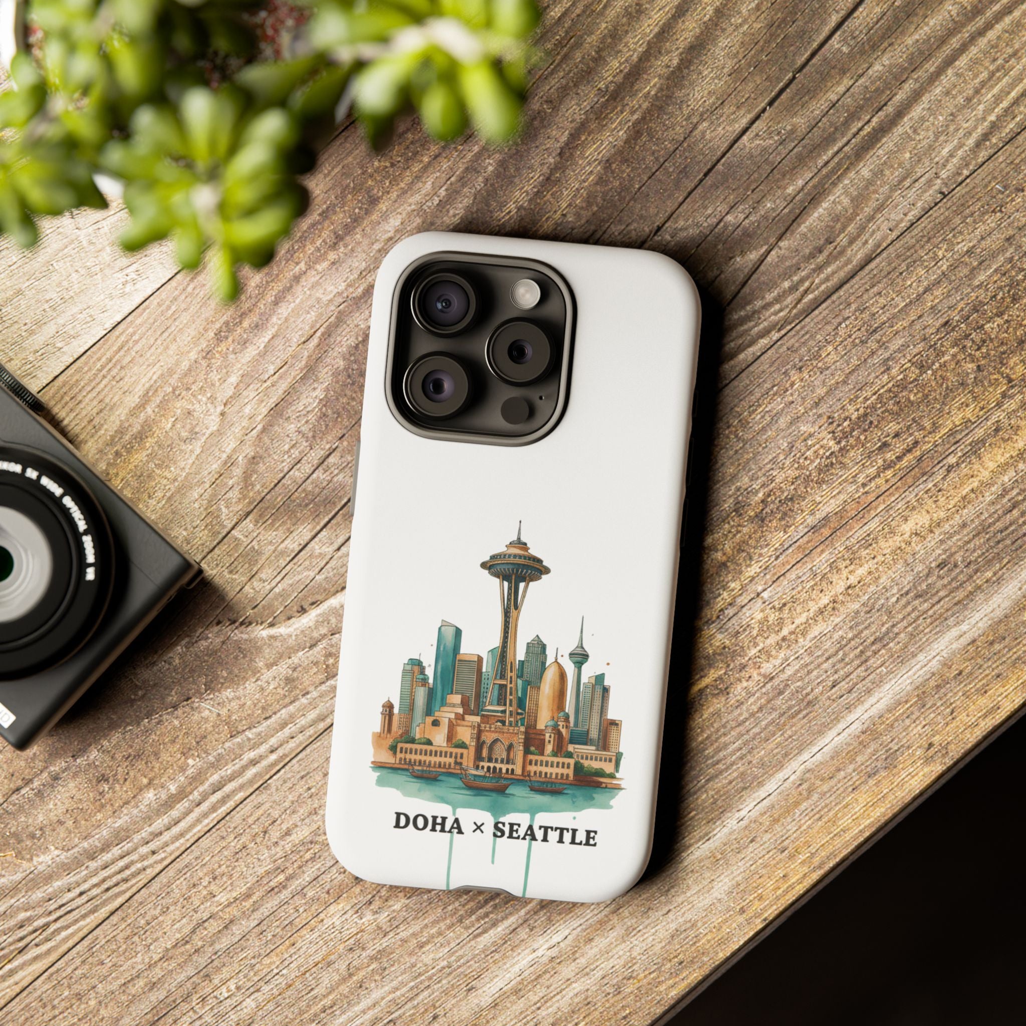 Doha x Seattle Skyline Tough Phone Case — Cityscape Protective Phone Cover