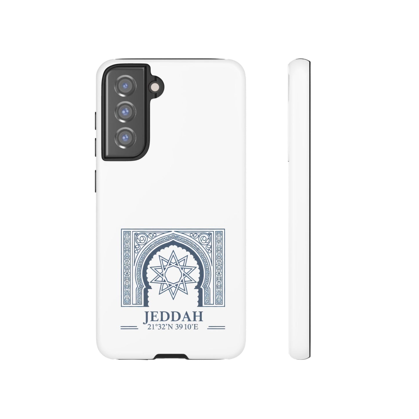 Jeddah Coordinates Phone Case — Blue Islamic Arch Travel Souvenir