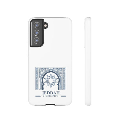 Jeddah Coordinates Phone Case — Blue Islamic Arch Travel Souvenir