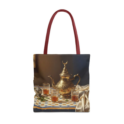 Moroccan Tea Set Tote Bag — Brass Teapot & Glasses AOP Tote