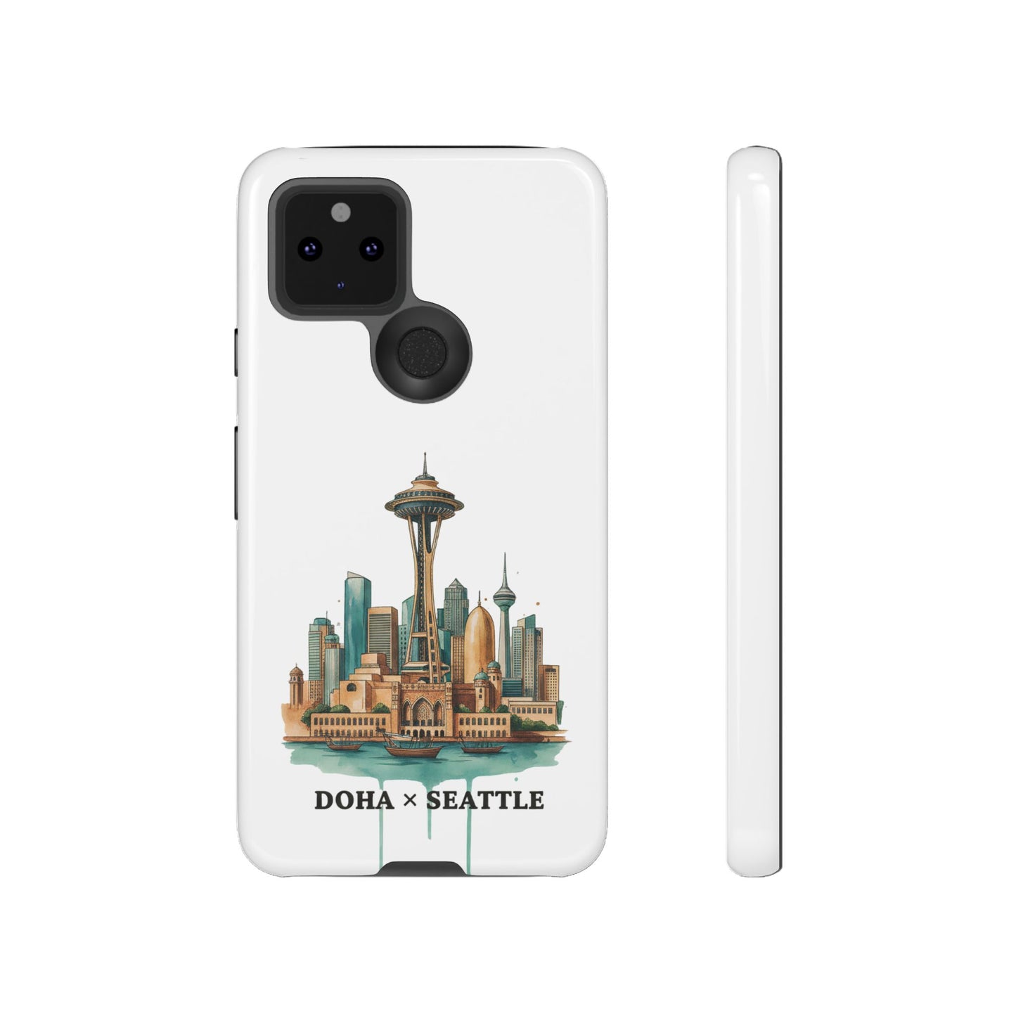 Coque de téléphone résistante Doha x Seattle Skyline — Protection pour téléphone inspirée de la ville