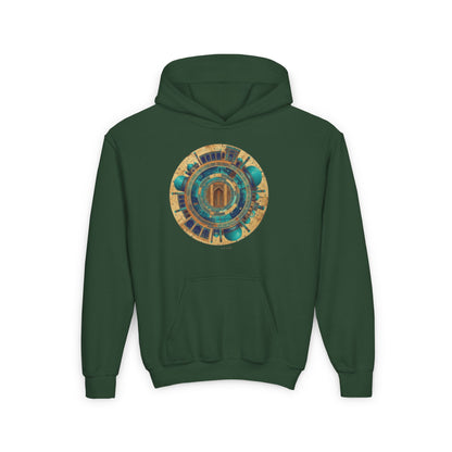 Youth Hoodie with Vintage Aztec Compass Graphic