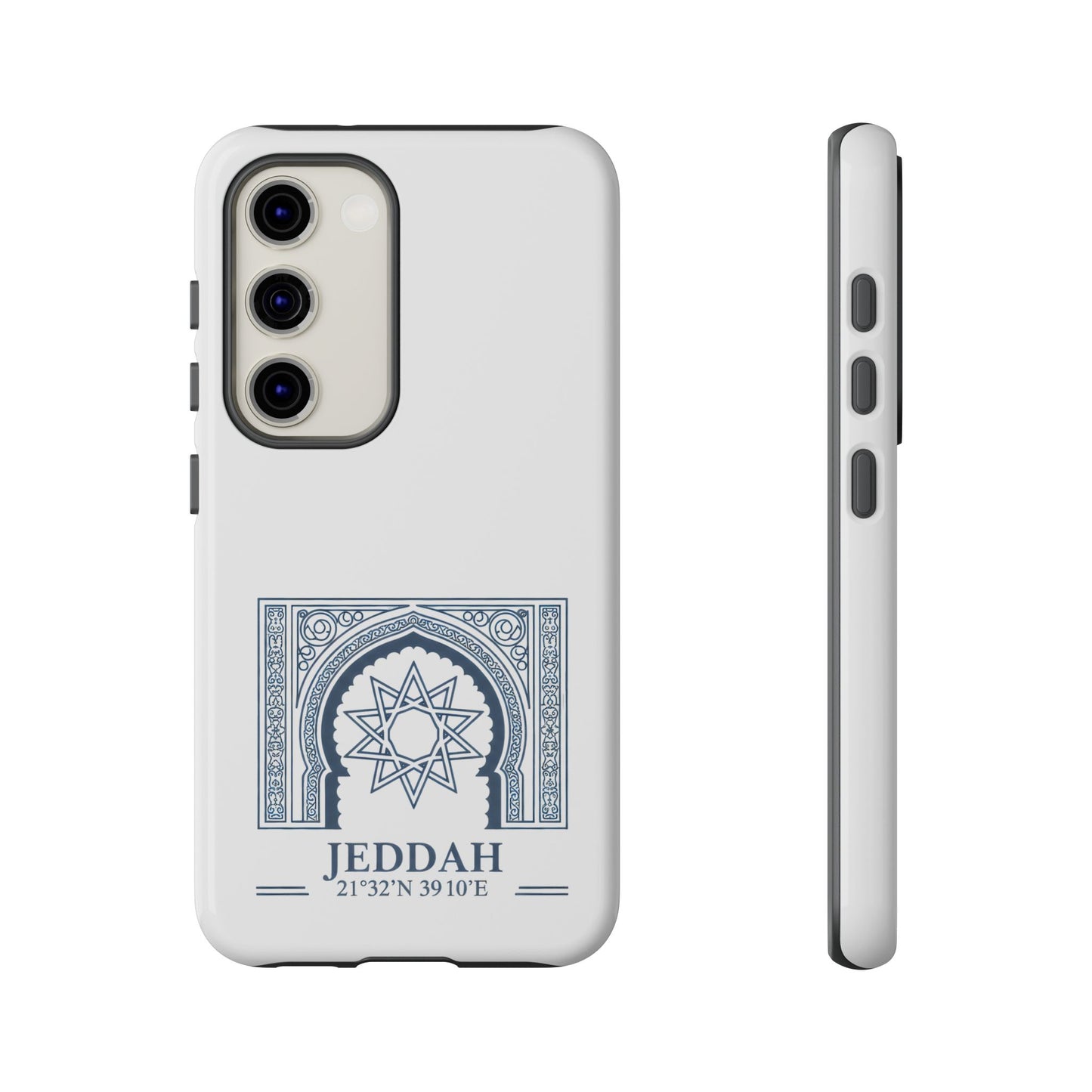 Jeddah Coordinates Phone Case — Blue Islamic Arch Travel Souvenir