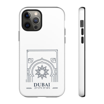Dubai Architectural Phone Case — Minimal Souvenir Travel Design with Coordinates