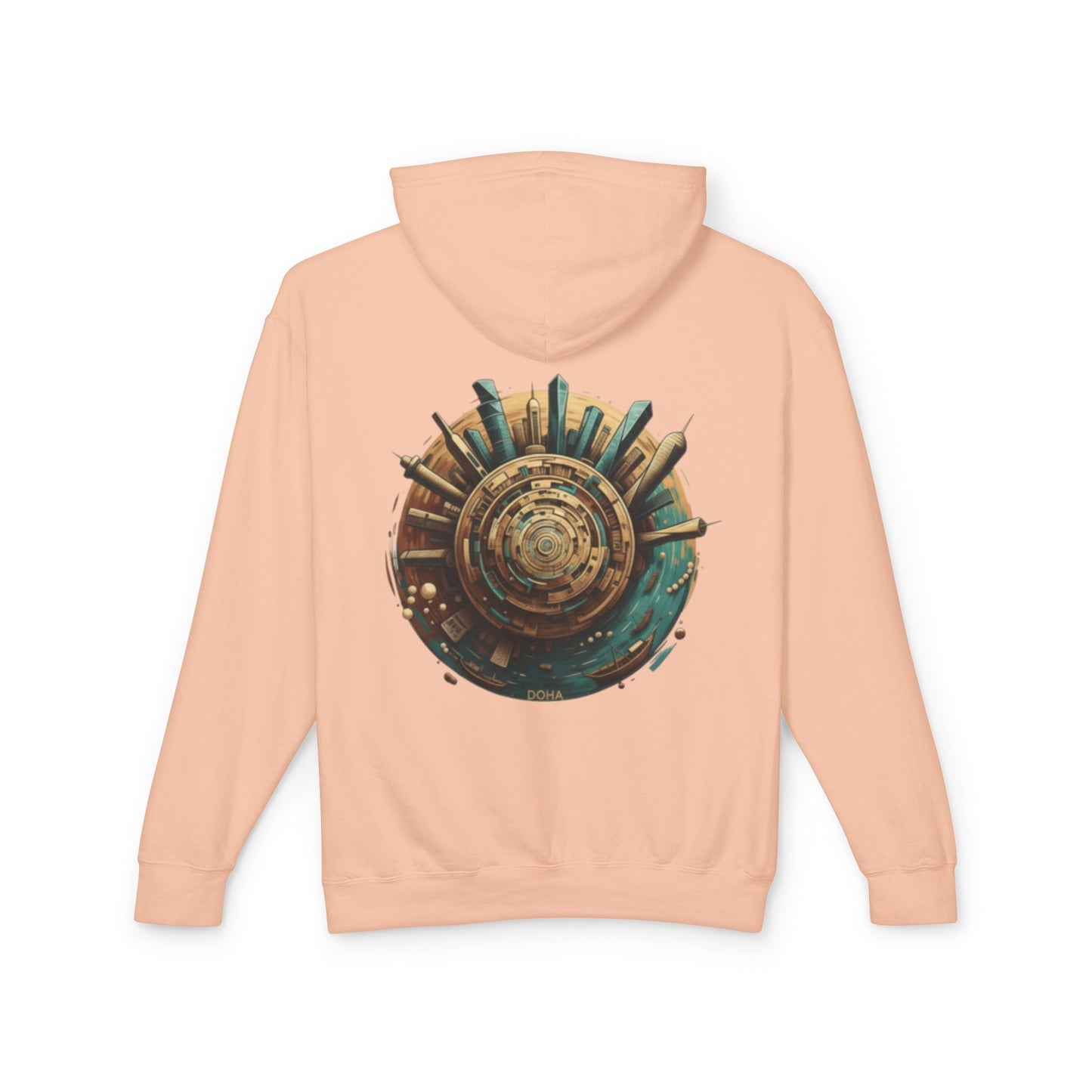 Hoodie — Retro Futuristic City Planet Graphic Hooded Sweatshirt