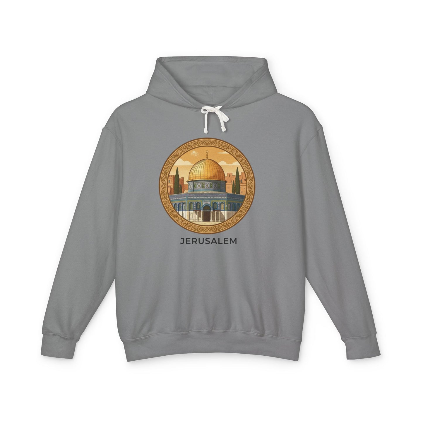 Jerusalem Dome Graphic Hoodie — Vintage Holy City Travel Sweatshirt