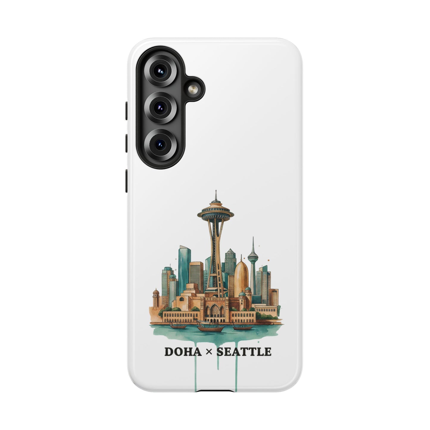 Coque de téléphone résistante Doha x Seattle Skyline — Protection pour téléphone inspirée de la ville